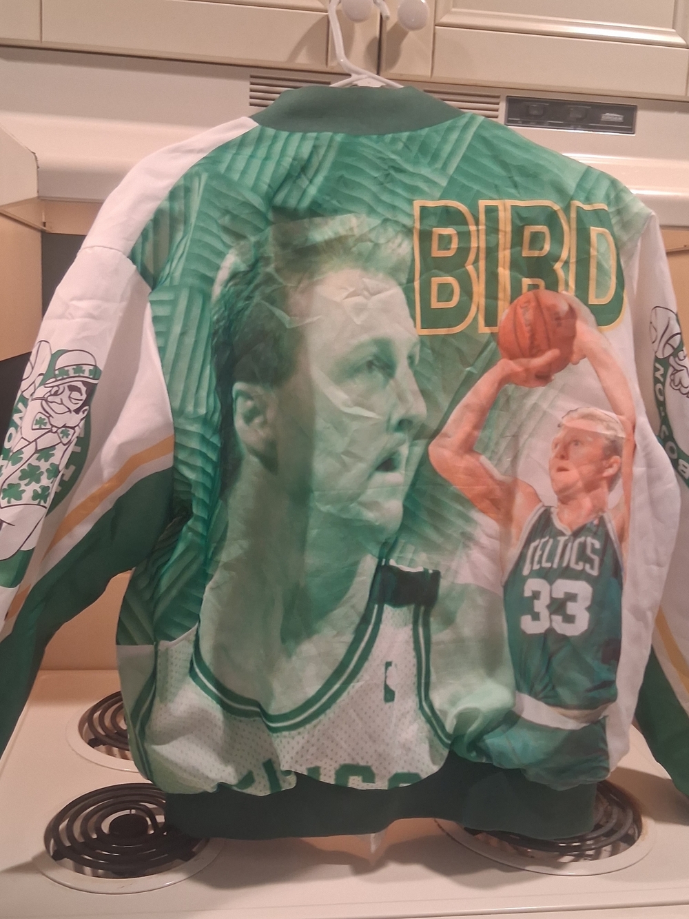 Vintage Larry Bird Green Graphic Varsity Jacket